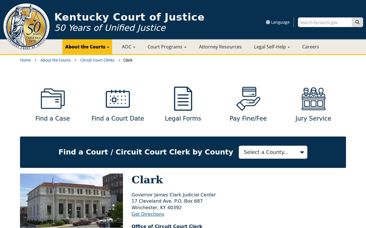 Clark County court case records at the Governor James Clark Judicial Center