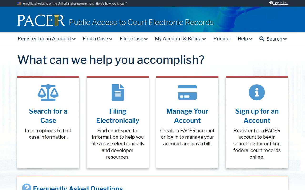 PACER federal court record access for Clark County case research