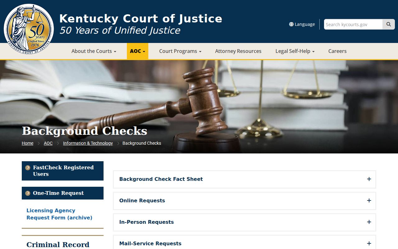 Clark County criminal court records through Kentucky AOC FastCheck